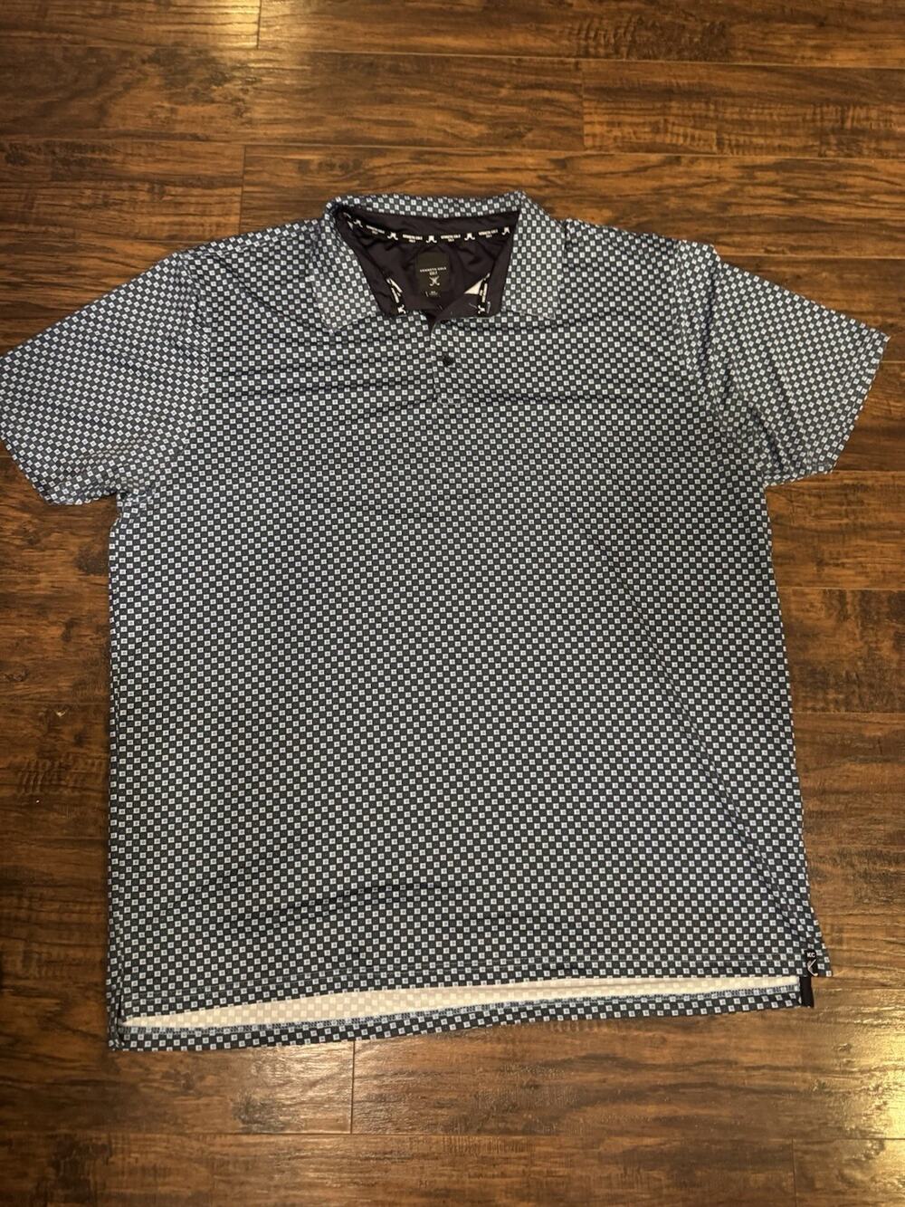 Kenneth Cole Polo Shirt Mens Blue Geometric Golf Performance Stretch 3X